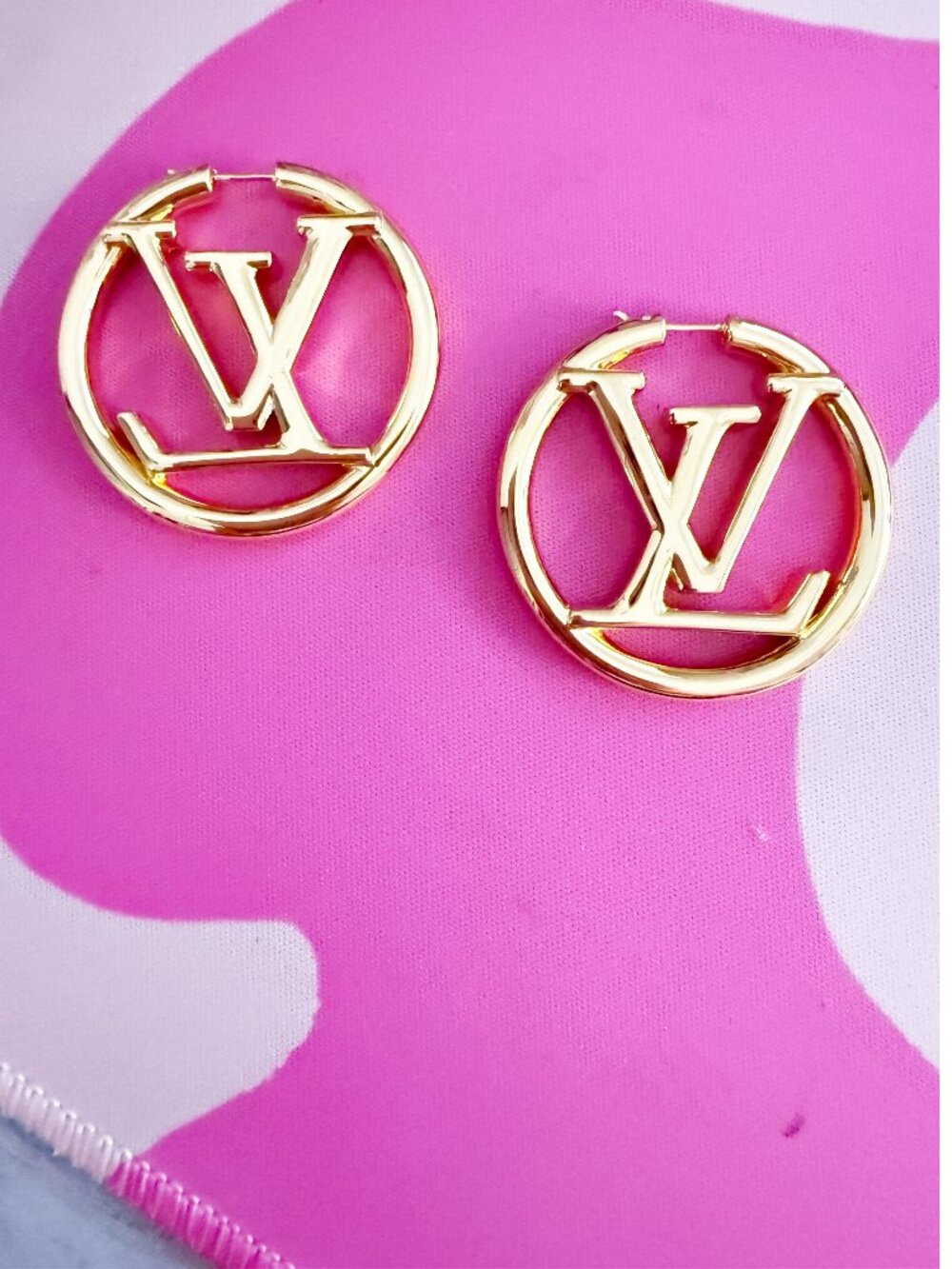 Logo Gold Tone Hoops Earrings
